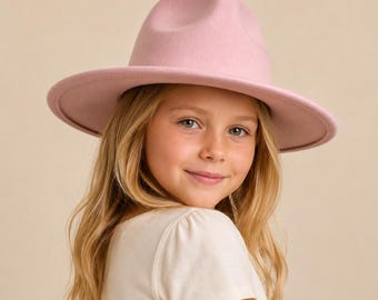 Kids Faux Felt Rancher Hat | Flat Brim | Adjustable Fit | Christmas Gift for Kids