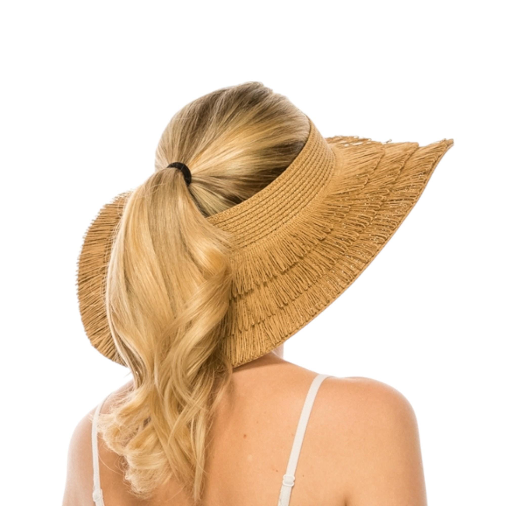 Fringe Straw Sun Visor: Beachy Wide Brim Summer Hat - Etsy display picture 1