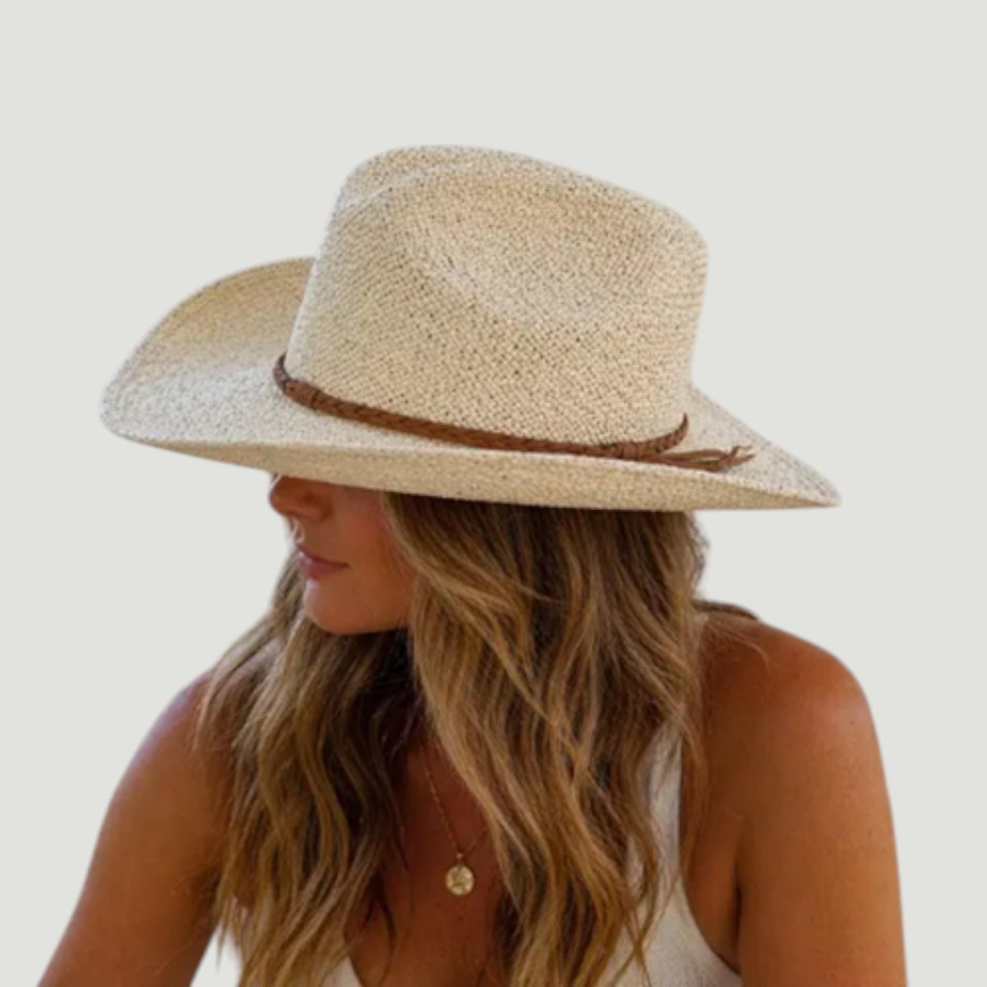 Handwoven Toyo Straw Cowboy Hat: Shapeable Brim, Adjustable 
