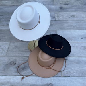 Wool Bolero Rancher Hat: Wide Brim Western Style with Chin Cord