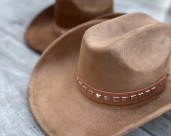 Women's Cowboy Hat | Vegan Suede Cattleman Western Hat, Adjustable Fit, Unisex