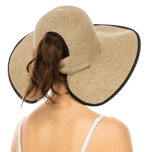 Split-Back Sun Hat: Packable Straw-Look UPF 50+ Summer Hat