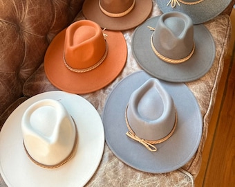 Vegan Felt Rancher Hat: Western Fashion Hat with Adjustable Fit