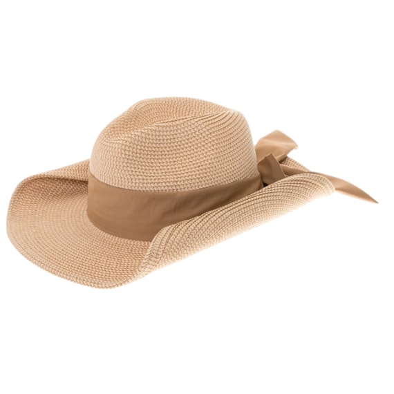 Packable Straw Cowgirl Hat: Western Sun Hat With Bow, UPF 50  display picture 2