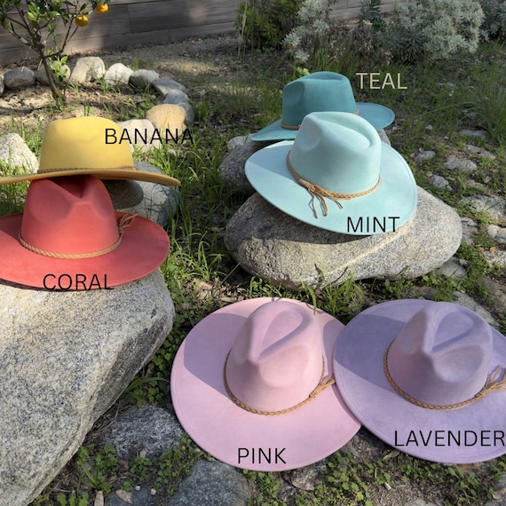 Wide Brim Vegan Suede Hat, Classic Structured Felt Hat With  display picture 3