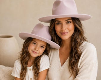 Mommy and Me Matching Vegan Felt Rancher Hat Set | Adjustable Fit, Unisex