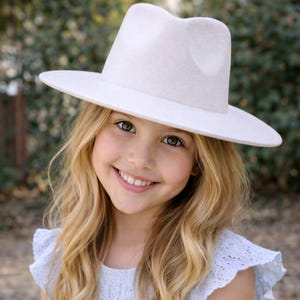 Kids Vegan Felt Fedora: Wide Brim Rancher Hat, Adjustable Fit