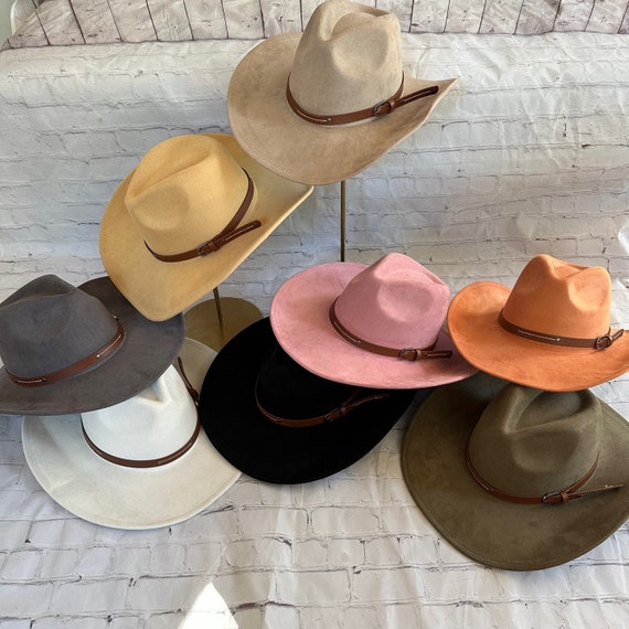 thumbnail interactive-video image 1 of UDIYO Women Men Felt Wide Brim Western Cowboy Hats Belt Buckle Panama 1 of 11