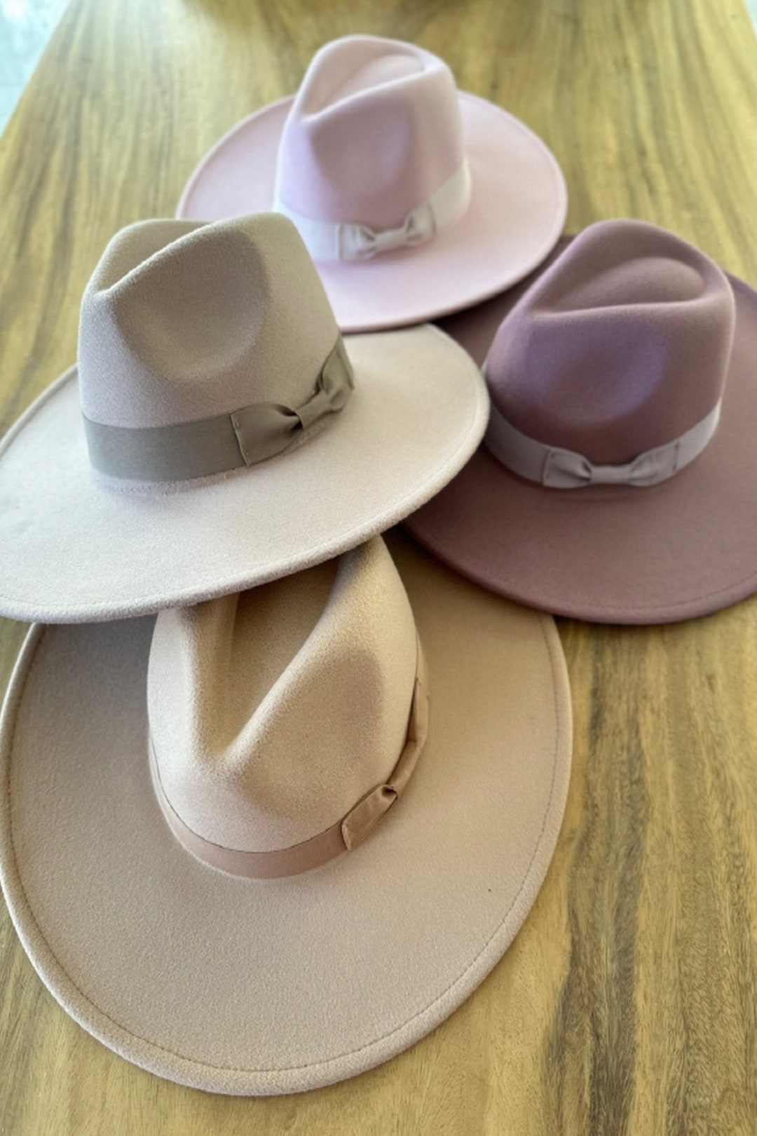 Vegan Felt Fedora Hat: Wide Brim Panama With Ribbon  display picture 2