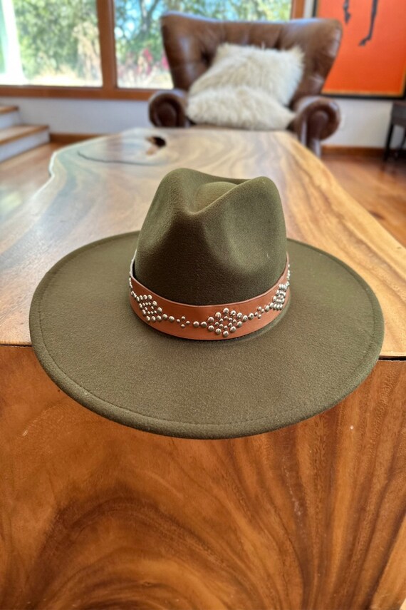 Vegan Felt Fedora Hat: Wide Brim Panama Style, Adjustable  display picture 1