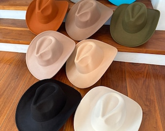 Vegan Felt  Cattleman Cowboy Hat, New Colors Available, Best Seller Western Hat for Women and Men, Adjustable Fit, 57cm