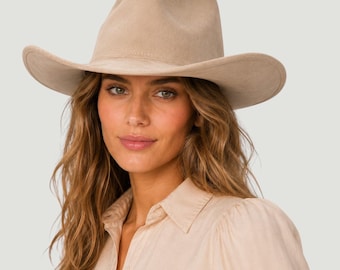 Structured Vegan Suede Pinch Front Cowboy Hat | Adjustable Fit, 16 Colors
