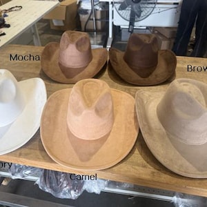 Vegan Suede Cowboy Hat: Cattleman Western Style, Adjustable Fit (56-58cm) Mocha