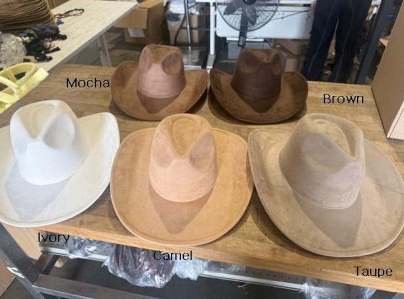 Vegan Suede Cowboy Hat: Cattleman Western Style, Adjustable Fit (56-58cm) Mocha