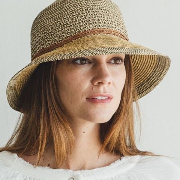 Bestselling summer bucket hat in mixed straws. Lacy string band with tassels. Fashion hat, summer hat, beach hat, Women's hat, sun hat.