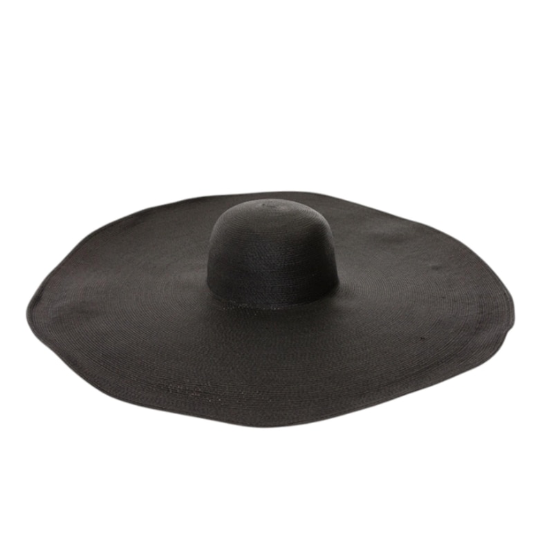 Gigantische slappe zonnehoed, 24 cm extra brede rand, microgevlochten stro, UPF 50+ Zwart