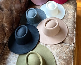 Vegan Felt Bolero Hat: Wide Brim Fashion Boater Hat
