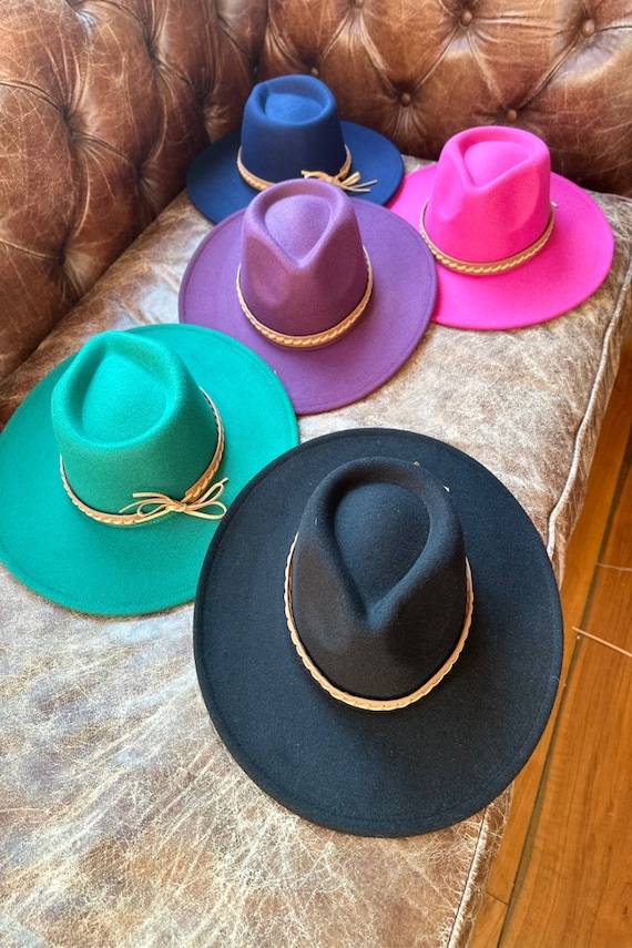 Vegan Felt Rancher Hat No Band Wide Brim Vegan Felt Rancher Hat - Womens Fedora Style with  main image 4