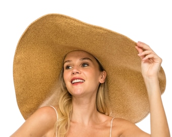 Giant Floppy Straw Sun Hat: Wide Brim, UPF 50+, Adjustable