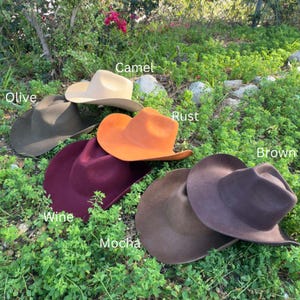 Cowboyhut aus australischer Wolle mit steifer, flacher Krempe - strukturierter Hut im Westernstil Bild 10