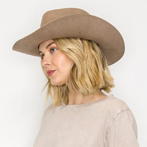 Cowboyhut aus australischer Wolle mit steifer, flacher Krempe - strukturierter Hut im Westernstil Bild 7