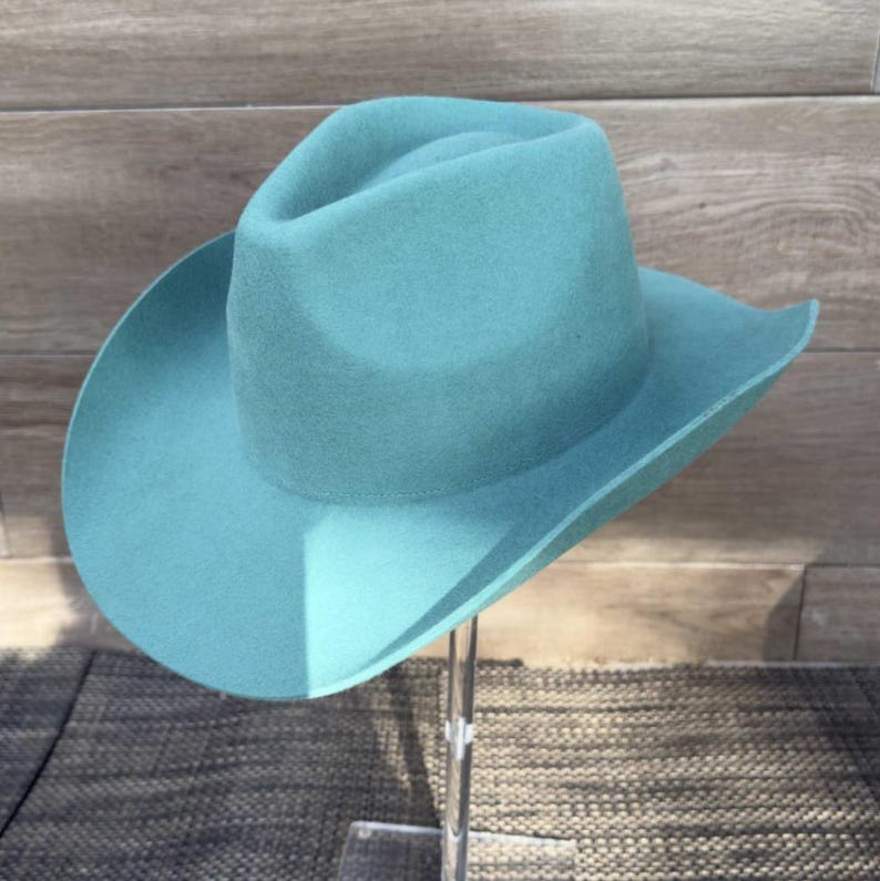 Cowboyhut aus australischer Wolle mit steifer, flacher Krempe - strukturierter Hut im Westernstil Transformative Teal