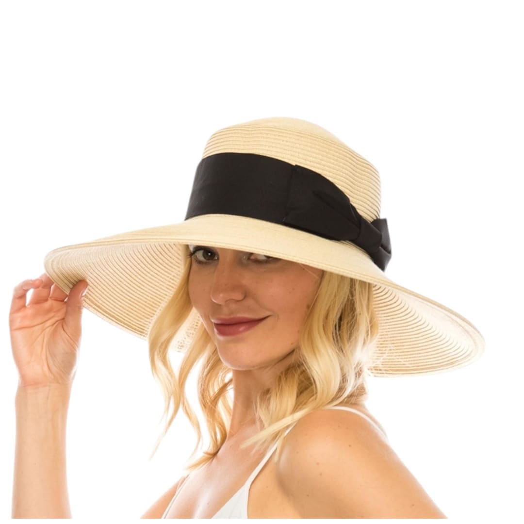 Glamorous Wide Brim Straw Sun Hat: UPF 50+ Beach Hat With  display picture 1