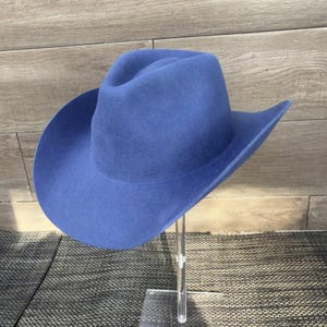 Cowboyhut aus australischer Wolle mit steifer, flacher Krempe - strukturierter Hut im Westernstil Denim