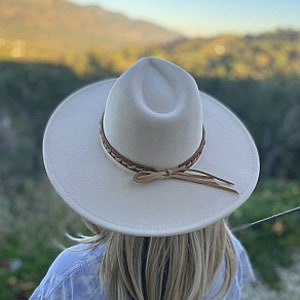 Best selling hats! Premium quality. Vegan Felt Stiff Brim Panama Hat with Braid. Panama Hat, Structured Panama with Braide suede Tie Back