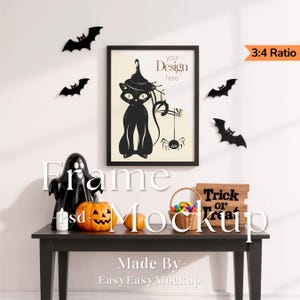 Halloween Frame Mockup, Psd for Art Display, Frame Artwork Psd, Artwork Wall Mockup, one frame mockup, Din A4 Frame Mockup, Frame Mockup 3:4