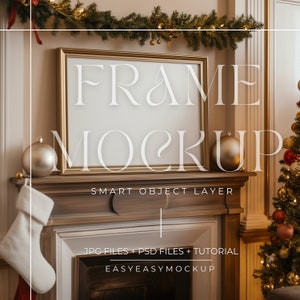 Horizontal Frame Psd, Christmas Frame Mockup Bundle, Landscape Art print mockup, Horizontal Frame Mockup, Landscape Modern Mock Up