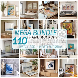 Ensemble de maquettes de 110 cadres PSD | Maquettes d'art mural minimalistes | Cadres en bois | Lumière naturelle | Couche d'objet dynamique | Fichiers JPG à téléchargement numérique