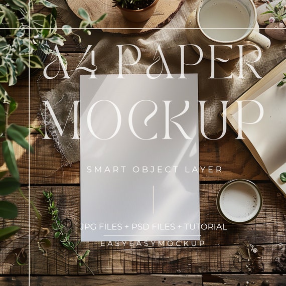 A4 Paper Mockup 5x7 Flat Lay | Realistic White Poster and Card for Art Prints, Page Displays | DIN A Poster Mockup, Smart Object Layer PSD