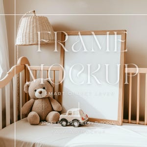 Kinderzimmer Rahmen Mockup für Baby Jungen Zimmer | Digital Kinderzimmer Dekor | Druckbare Kinderzimmer Wand Kunst & Mockups, Rahmen Mockup PSD Datei Photoshop