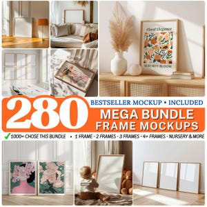 Rahmen Mockup Bundle Set - 280 PSD Wand Mockups, Mega Bundle von stilvollen Rahmen Mockups für Künstler & Designer, Photopea Mockup, Psd Dateien