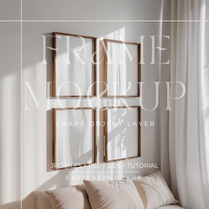 Set von 4 Rahmen Mockup, Easy Frame Mockup, Vertikaler Rahmen Psd, Fotorahmen Mockup, Bilderrahmen Mockup, Rahmen Mockups Größe, Rahmen MockUp