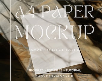 A4 Paper Mockup 5x7 Flat Lay | Realistic White Poster and Card for Art Prints, Page Displays | DIN A Poster Mockup, Smart Object Layer PSD