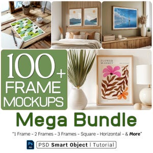 100+ Rahmen Mockup PSD Mega Bundle | Starter-Paket für Etsy-Verkäufer | Wandkunst & Poster-Mockups | Smart Objekt PSD | Ausprobieren vor dem Kauf