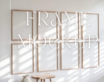 Set Of 8 Frames Mockup, Set Of Frames Mockup, Gallery Frames Mockup, Vertical frame mockup, Close up Mockup, Easy Frame Mockup