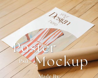 A4 Paper Mockup 5x7 Flat Lay | Realistic White Poster and Card for Art Prints, Page Displays | DIN A Poster Mockup, Smart Object Layer PSD