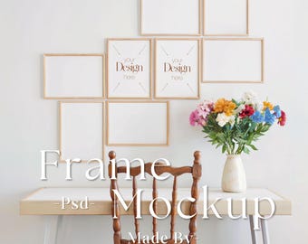 Set Of 8 Frames Mockup, Set Of Frames Mockup, Gallery Frames Mockup, Vertical frame mockup, Close up Mockup, Easy Frame Mockup