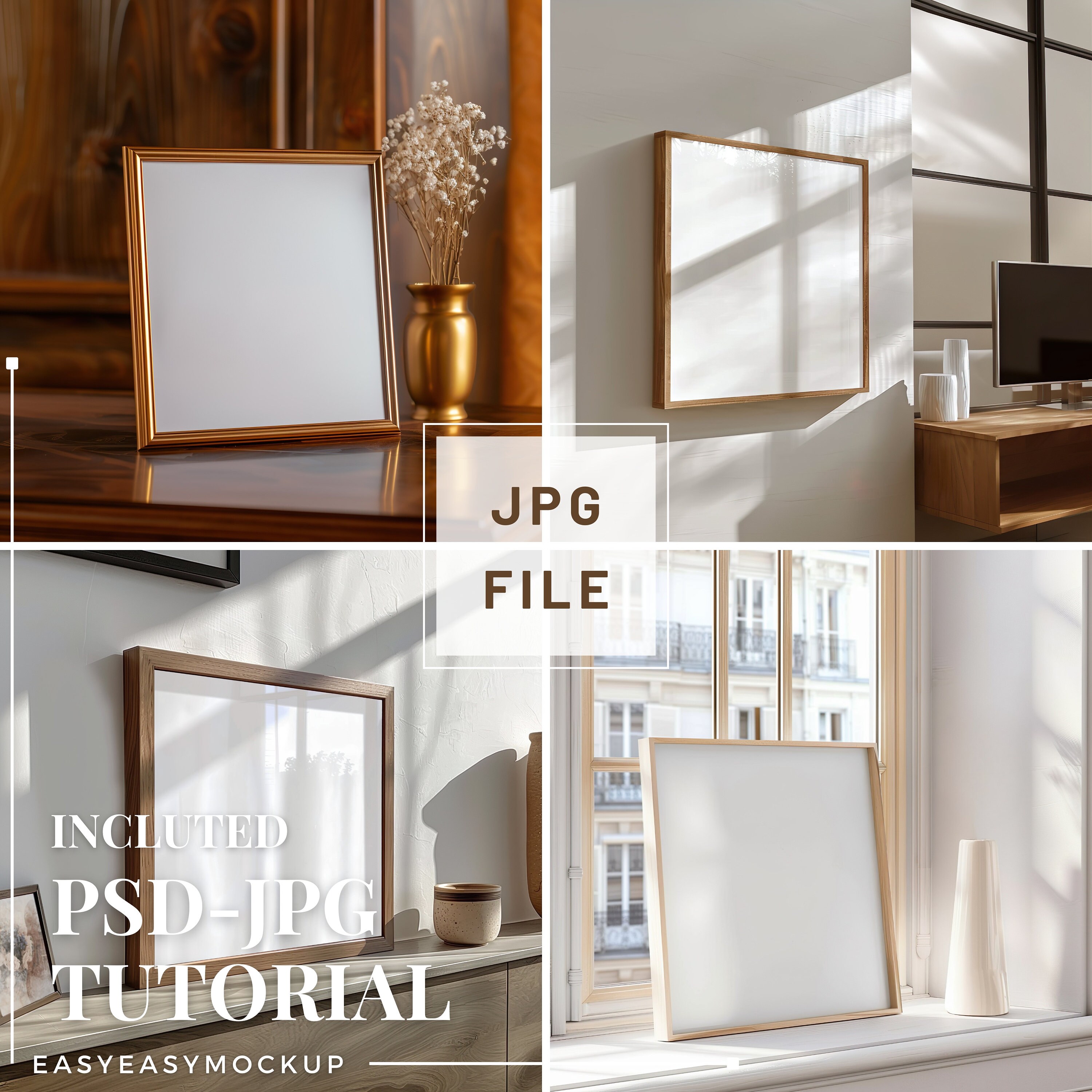 25+ Square Frame Mockup PSD Bundle, Minimal Wall Art Mockups, Square ...