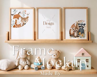 Maqueta de marco para habitación de bebé niño / Decoración digital infantil / Arte de pared imprimible y maquetas para habitación de bebé, juego de 3 maquetas de marcos 5:7