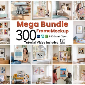 Más de 300 maquetas de megamarcos PSD para galerías de arte mural, objetos inteligentes, maquetas de estilo de vida bohemio minimalista y moderno para artistas.