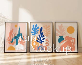 Set Of 3 Frames Mockup, Glass Reflection, Vertical Frame Psd, Photo frame Mockup, Picture Frame Mockup, Close up Mockup, Frame Mock Up