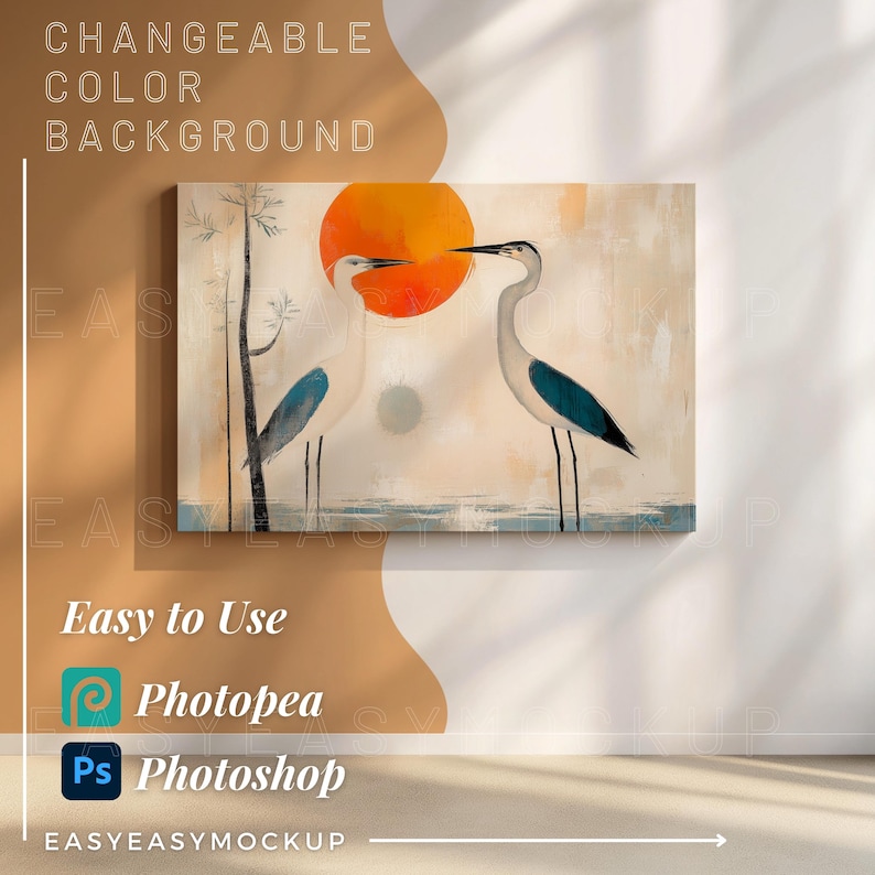 Horizontal Canvas Mockup, Wall Art Mockup, Digital Mockup, Vertical