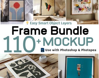 110+ Realistic Frame Mockup PSDs – Smart Object Wall Art Scenes – Poster & Print Display Bundle for Photopea and Photoshop