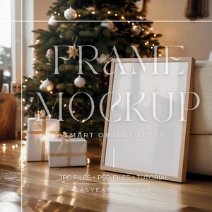 Christmas Frame Mockup, Christmas Frame Mockup Bundle, Landscape Art print mockup, Christmas Mockup PSD, Vertical frame mockup