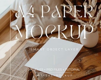 A4 Paper Mockup 5x7 Flat Lay | Realistic White Poster and Card for Art Prints, Page Displays | DIN A Poster Mockup, Smart Object Layer PSD