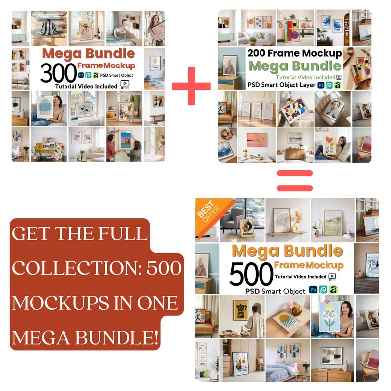 500 Frame Mockup Bundle PSD, Wall Art Display Collection, Gallery Wall Mockups Set, Lifestyle Poster Frames, PSD File Smart Object Layer image 16